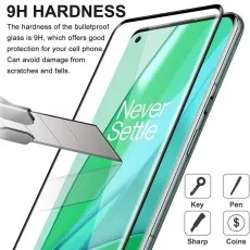 Durable 9D tempered glass for OnePlus Nord 2 5G with bulletproof glass hardness.