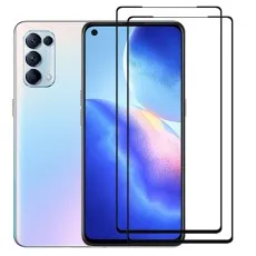 Oppo FInd X3 Lite smartphone with two black edge tempered glass screen protectors