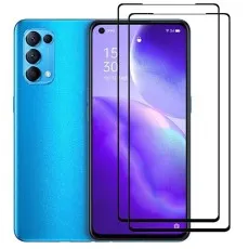 Oppo Reno5 4G smartphone with two black edge tempered glass screen protectors