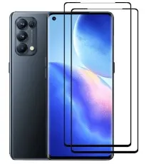 Oppo Reno5 5G smartphone with two black edge tempered glass screen protectors