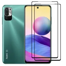 Xiaomi Redmi Note 10 5G smartphone with two black edge tempered glass screen protectors