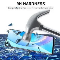 A phone screen protector being hit with a hammer, demonstrating its 9H Hardness