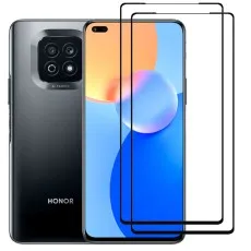 Honor Play 5 Youth smartphone with two black edge tempered glass screen protectors