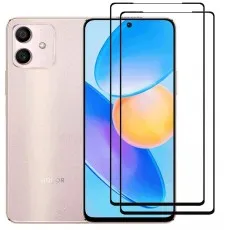 Honor Play 6T Pro smartphone with two black edge tempered glass screen protectors