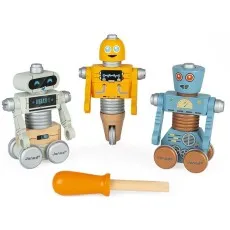 Janod Brico’Kids Wooden Robot Construction Toy – DIY Build & Play Set for Kids, Model-J06473