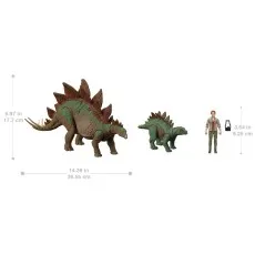 Jurassic World Legacy Collection HHK91 Dr Sarah Harding with Large & Small Stegosaurus Dinosaur Figures, 9.5 cm