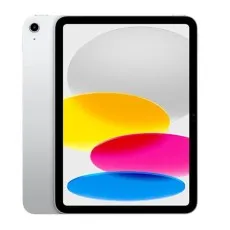 A close-up of a silver iPad showing the front and back of the device