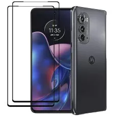 Motorola Edge + 5G UW 2022 smartphone with two black edge tempered glass screen protectors