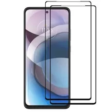 Motorola One 5G ace smartphone with two black edge tempered glass screen protectors