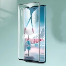 A OnePlus Nord N30 SE smartphone with its 9d screen protector floating above the display.