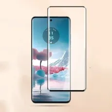 A studio shot of a OnePlus Nord N30 SE phone next to a 9d tempered glass screen protector.