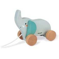 Janod Wooden Elephant Pull Along Toy J08609 – Baby Walk-Along Toddler Toy