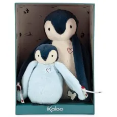 Kaloo Penguin Cuddly Toys K212000 – 2 Piece Soft Plush Set, Blue 15cm & 25cm Baby Gift