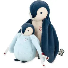 Kaloo Penguin Cuddly Toys K212000 – 2 Piece Soft Plush Set, Blue 15cm & 25cm Baby Gift