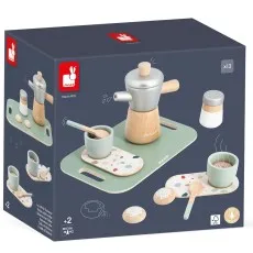 Janod Wooden Italian Coffee Set – Pretend Play Toy for Kids 2+, J06630