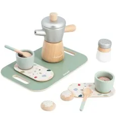 Janod Wooden Italian Coffee Set – Pretend Play Toy for Kids 2+, J06630