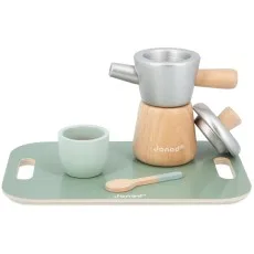 Janod Wooden Italian Coffee Set – Pretend Play Toy for Kids 2+, J06630