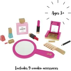 Janod Little Miss Vanity Case – Pretend Play Wooden Beauty Set J06514