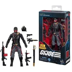 A composite image showing the Cobra Iron Grenadier figure both in and out of its box