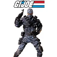 G.I. Joe Snake Eyes action figure in urban camo holding a pistol and small firearm