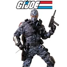 Snake Eyes G.I. Joe figure in urban camo, holding a machine pistol and knife