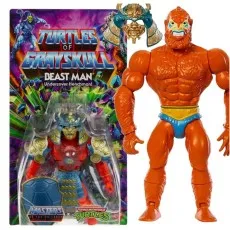Beast Man toy with swappable Turtle-style samurai armor, whip, shield, and a window box package.