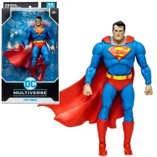 McFarlane DC Multiverse Superman action figure (No. 22) shown out of its box with extra hands.