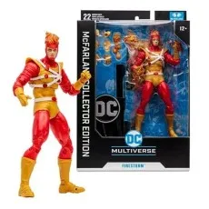 McFarlane Collector Edition DC Multiverse Firestorm action figure, shown in and out of the black and white box.