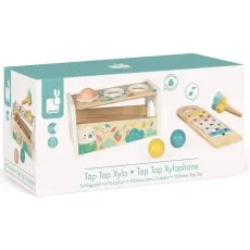 Janod Pure Tap Tap Xylophone with Bee Hammer J05155 – Educational Baby Musical Toy