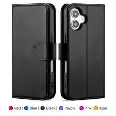 Apple iPhone 17 Leather Wallet Case Cover – Black, Red, Pink & More