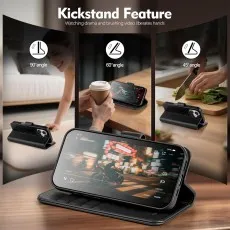 Apple iPhone 17 Leather Wallet Case Cover – Black, Red, Pink & More