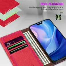 Apple iPhone 17 Leather Wallet Case Cover – Black, Red, Pink & More