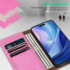 Apple iPhone 17 Leather Wallet Case Cover – Black, Red, Pink & More