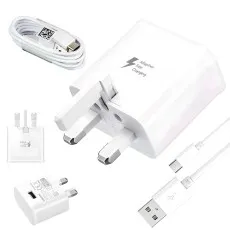 25W Rapid USB Charging Adapter & Type-C Lead for Galaxy Models.
