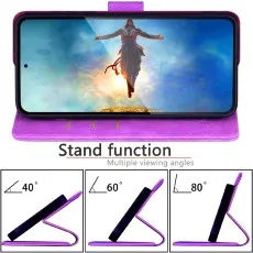 Horizontal kickstand feature of a pink leather folio case for multiple viewing angles.