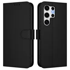 Genuine leather Samsung Galaxy S26 case in black with a soft-touch finish.