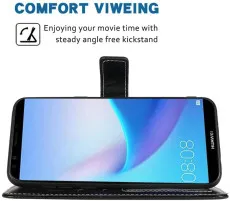 Huawei Y7 Case (2018) Premium Leather Flip Stand Book Phone Cover