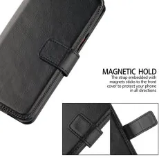 Huawei Honor 8 Pro Black PU Leather Wallet Case with Stand & Magnet