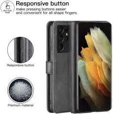 Samsung Galaxy S21 Ultra Synthetic Leather Case - Flip Stand Wallet Cover