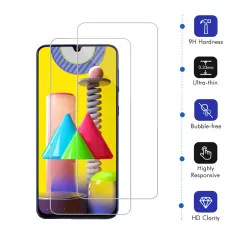 Samsung M31 Tempered Glass Screen Protector Crystal Clear, Ultra Thin, Scratch Resistant - (2 Pack)