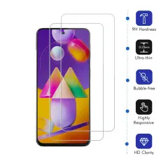 Screen Protector For Samsung M31s Tempered Glass Crystal Clear, Ultra Thin, Scratch Resistant - (2 Pack)