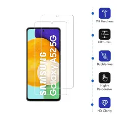 Samsung A52 5G Screen Protector Crystal Clear Tempered Glass - (2 Pack)