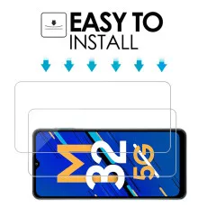Samsung M32 5G Screen Protector Tempered Glass Ultra Thin, Scratch Resistant, 9H Hardness, High Transparency - (2 Pack)