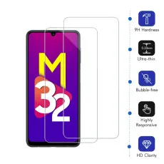 Samsung M32 2.5D Screen Protector Tempered Glass 9H Hardness, High Transparency, Dust-Free - (2 Pack)