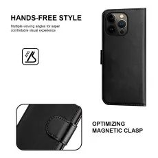 iPhone 14 Pro Max Case (2022) Magnetic Closure, Stand Function and Card Slot PU Leather Flip