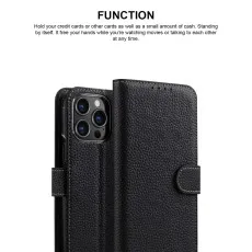 iPhone 14 Pro Wallet Case (2022) Magnetic Flip Closure, Stand Function and 2 Card Slot PU Leather Cover (Black)