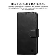 iPhone 14 Wallet Case (2022) Flip Leather Stand Function and Card Slot PU Black Cover