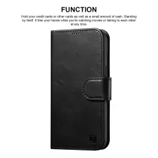 iPhone 14 Wallet Case (2022) Flip Leather Stand Function and Card Slot PU Black Cover