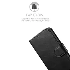 iPhone 14 Wallet Case (2022) Flip Leather Stand Function and Card Slot PU Black Cover