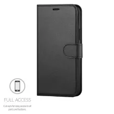 iPhone 13 Pro Max Wallet Case Black – PU Leather Flip Cover